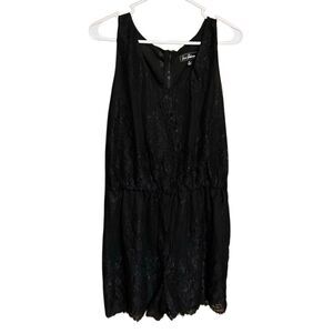 Sam Edelman Black Lace Sleeveless Romper Romantic New Year Party sz10 #758
